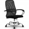 Кресло для руководителя Метта SU-CP-8P (SU-СК130-8P) Ch темно-серый, сетка/ткань, крестовина хром, пиастра