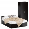 Кровать 1400 + Шкаф 2-х створчатый Стандарт, цвет венге, ШхГхВ 143,5х203,5х70 + 90х52х200 см., сп.м. 1400х2000 мм., без матраса, основание есть