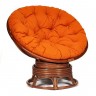 Кресло-качалка &quot;PAPASAN&quot; w 23/01 B / с подушкой / Pecan (орех), ткань Оранжевый, С 23