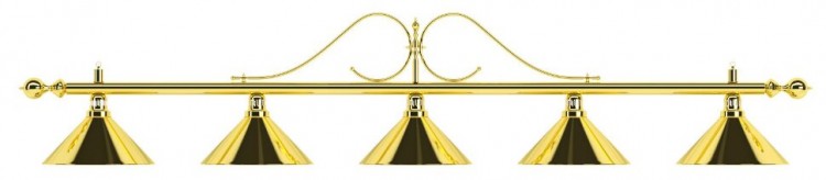 Лампа на пять плафонов "Classic" (витая золотистая штанга, золотистый плафон D35см)