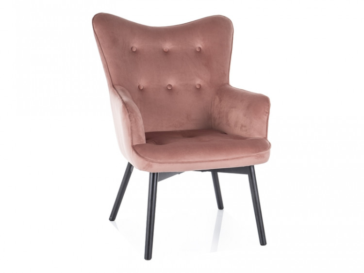 Кресло SIGNAL CARMEN Velvet Bluvel 52 античный розовый/черный мат