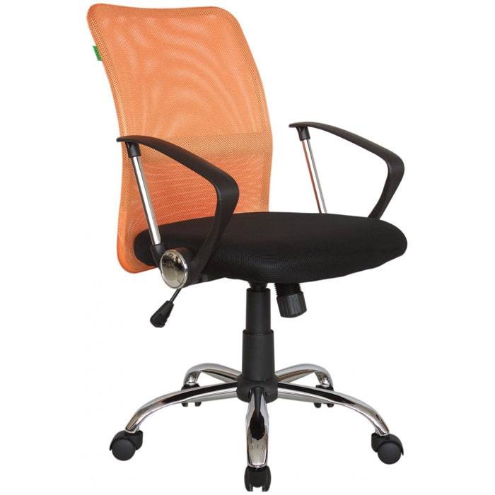 Компьютерное кресло Riva Chair 8075 оранжевое, хром, спинка сетка