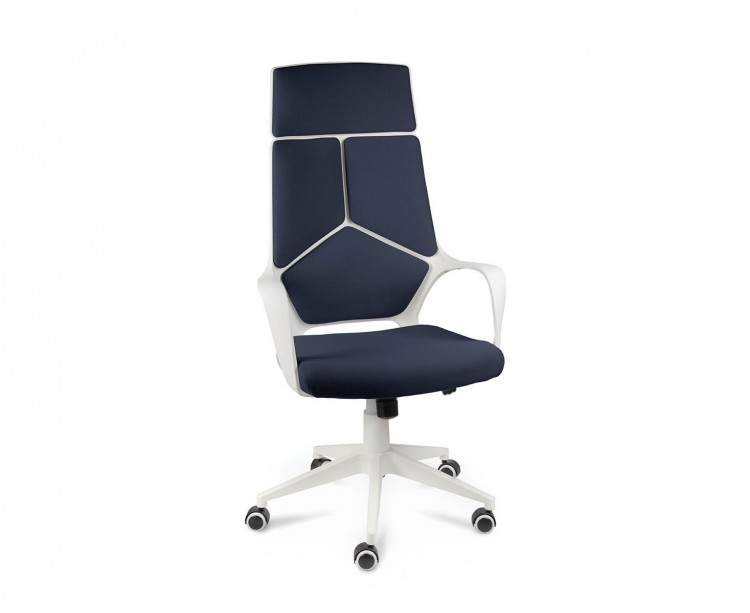 Кресло офисное / IQ / белый  пластик / темно-синяя ткань
